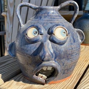 Mike Ledford blue jar with face